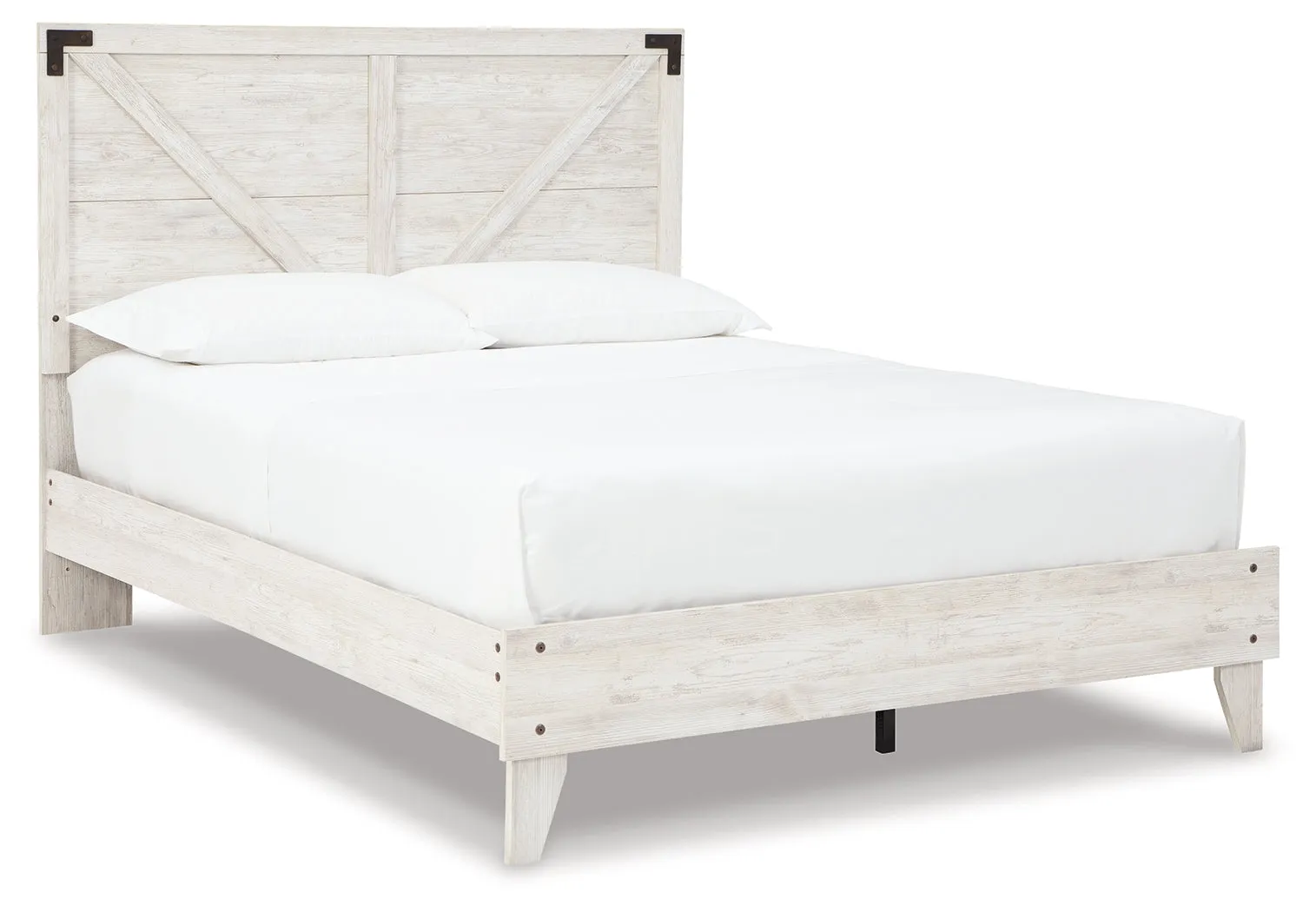 Shawburn Queen Platform Bed with Dresser and Chest in White/Dark Charcoal Gray