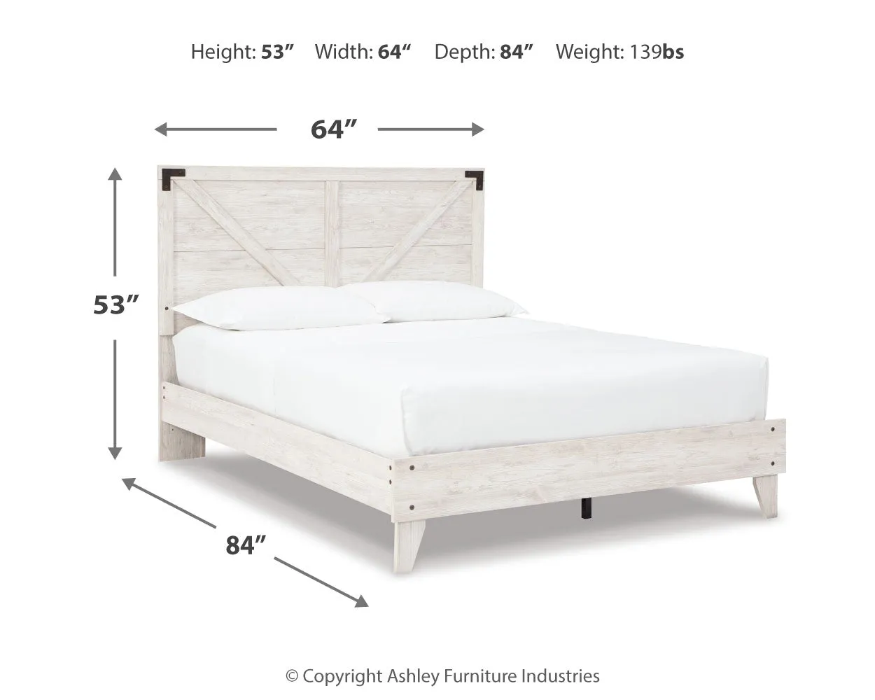 Shawburn Queen Platform Bed with Dresser and Chest in White/Dark Charcoal Gray