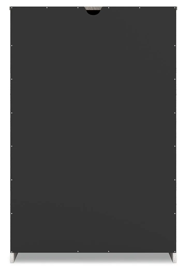 Shawburn Queen Platform Bed with Dresser and Chest in White/Dark Charcoal Gray