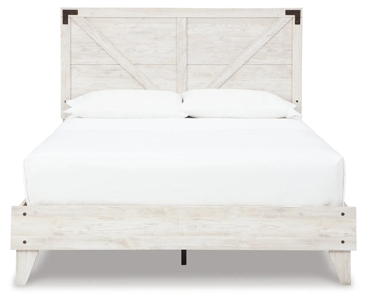 Shawburn Queen Platform Bed with Dresser and Chest in White/Dark Charcoal Gray
