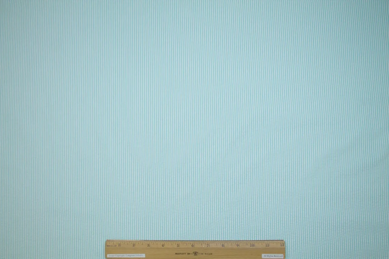 Stretch Cotton Seersucker - Mint/White