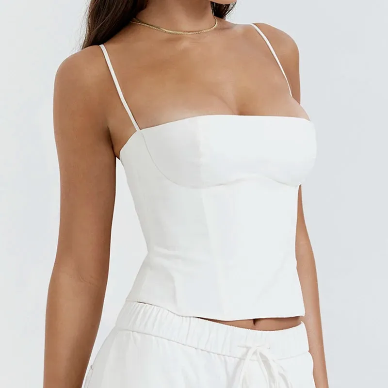 Summer Backless Zip Up Bustier Crop Tops Y2K Chic Tank Tops