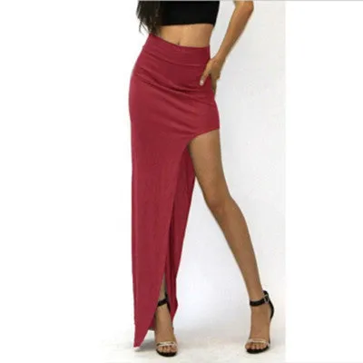 Summer Splitted Sexy Slim Look Solid Colored Skirt Women Skirt