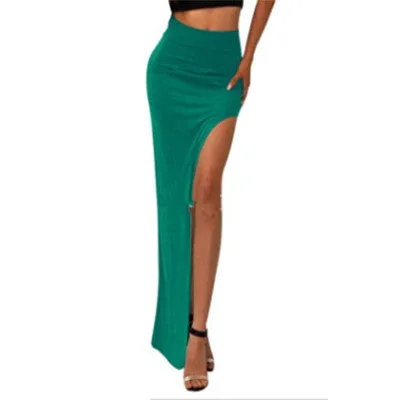 Summer Splitted Sexy Slim Look Solid Colored Skirt Women Skirt