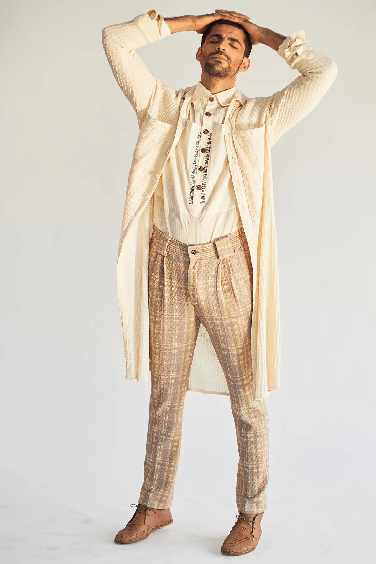 Textured Long Shirt Jacket