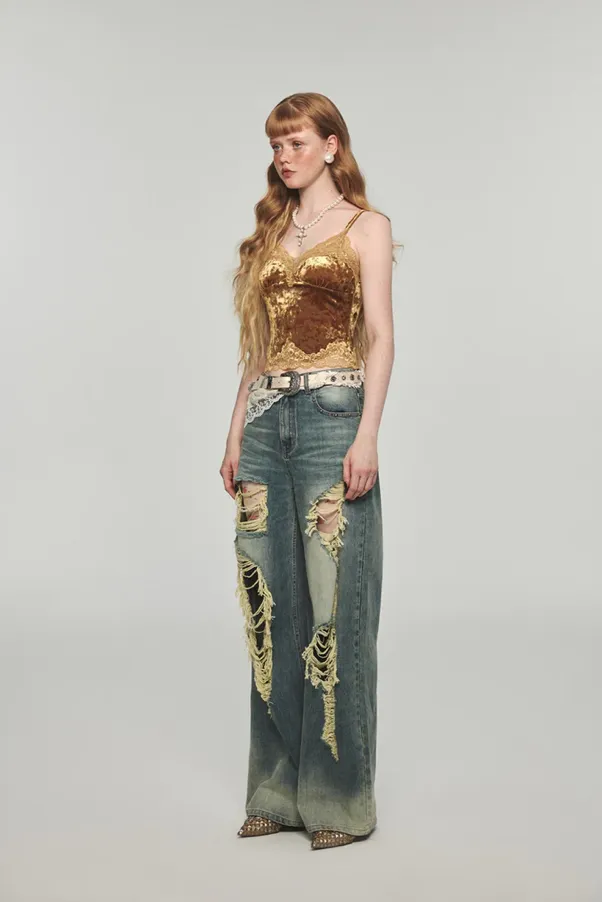 velours ribbon camisole tops