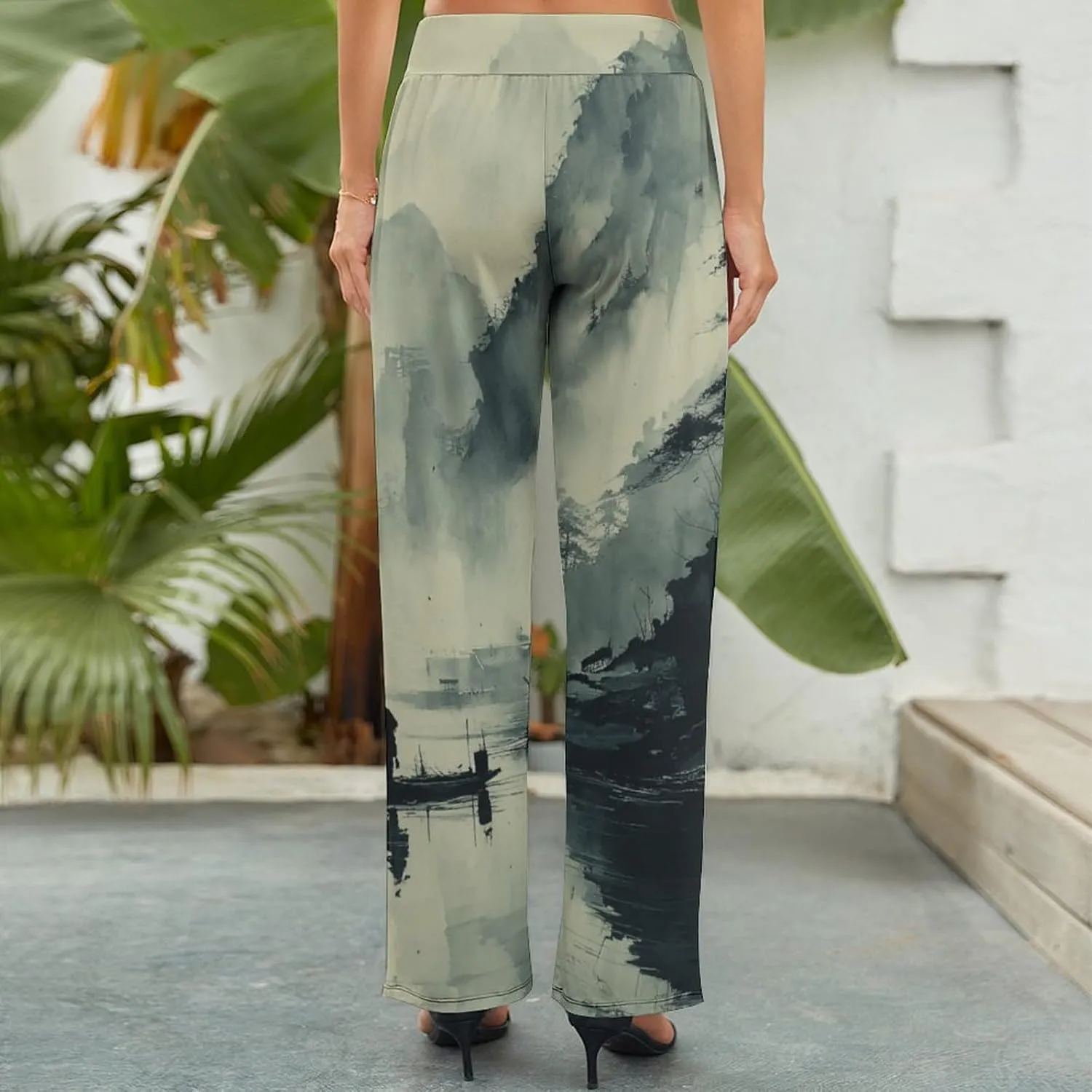 Womens Baggy Cotton Linen Blend Wide Leg Palazzo Pants Ladies Summer Casual Loose Trendy Elastic Waist Harem Pant