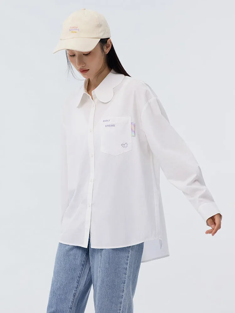 Women's Cotton Lyocell Poplin Butterfly Loose Solid Color shirt